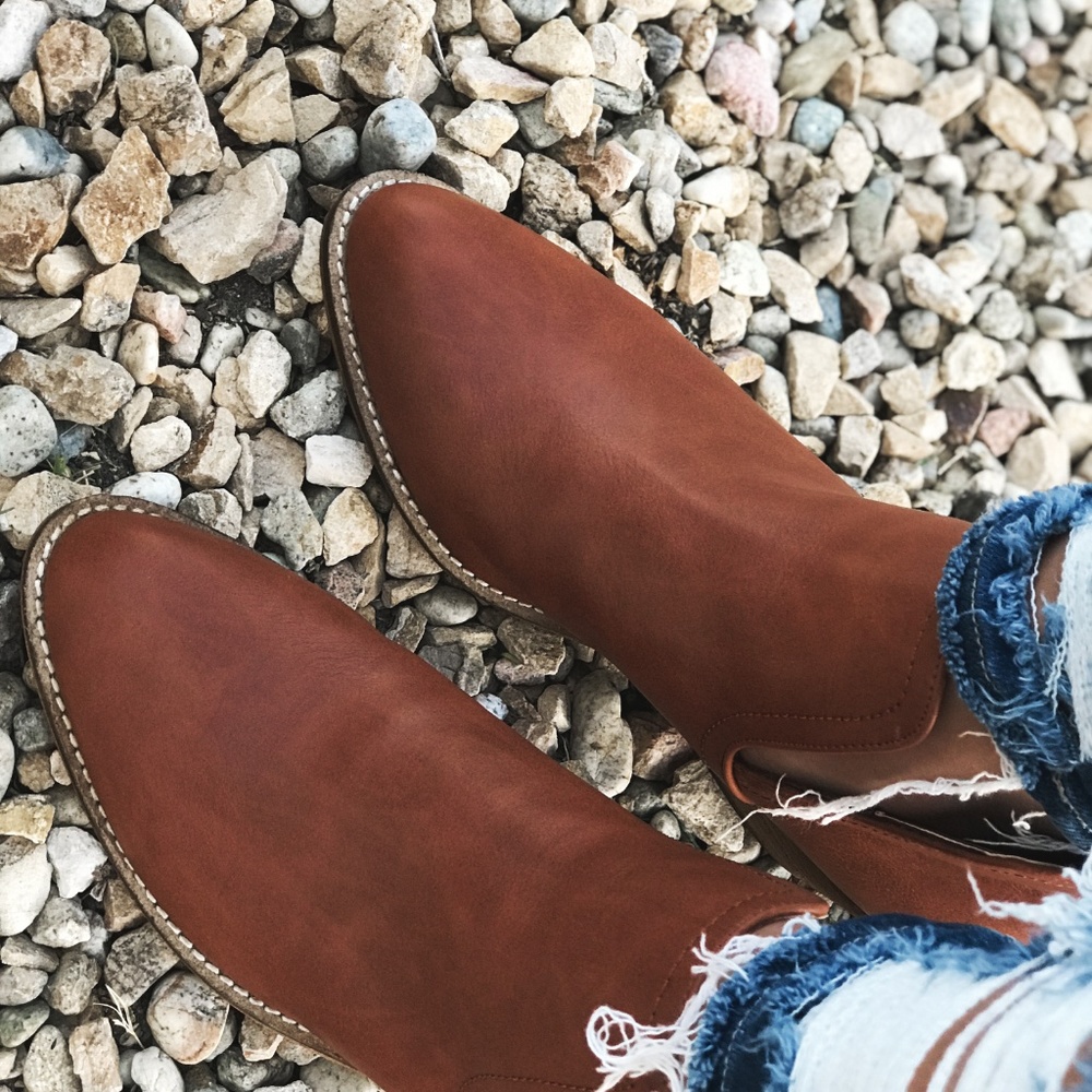 Cognac Distressed Leather Bootie - Picture 7 of 7